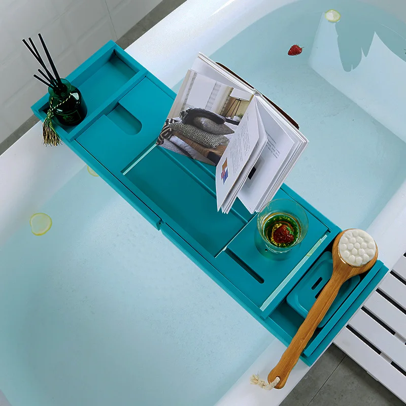 
Bamboo bathtub caddy tray with deeper phone holder 