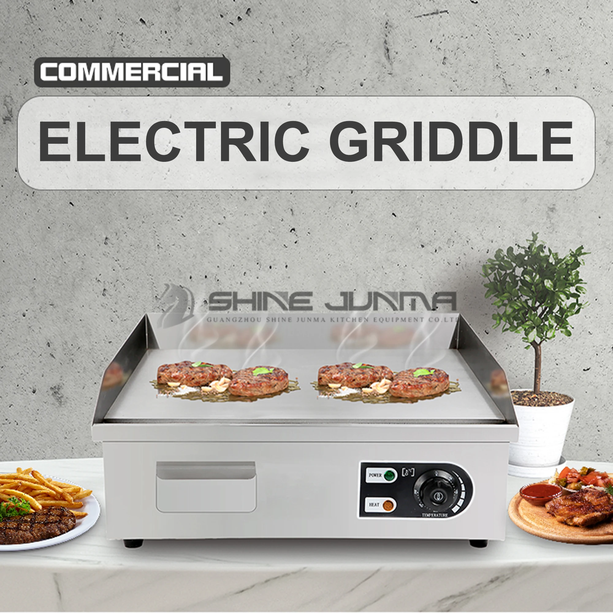 Commercial Restaurant Equipment Stainless Steel Table Top Flat Electric Barbecue Burger Grill Griddle