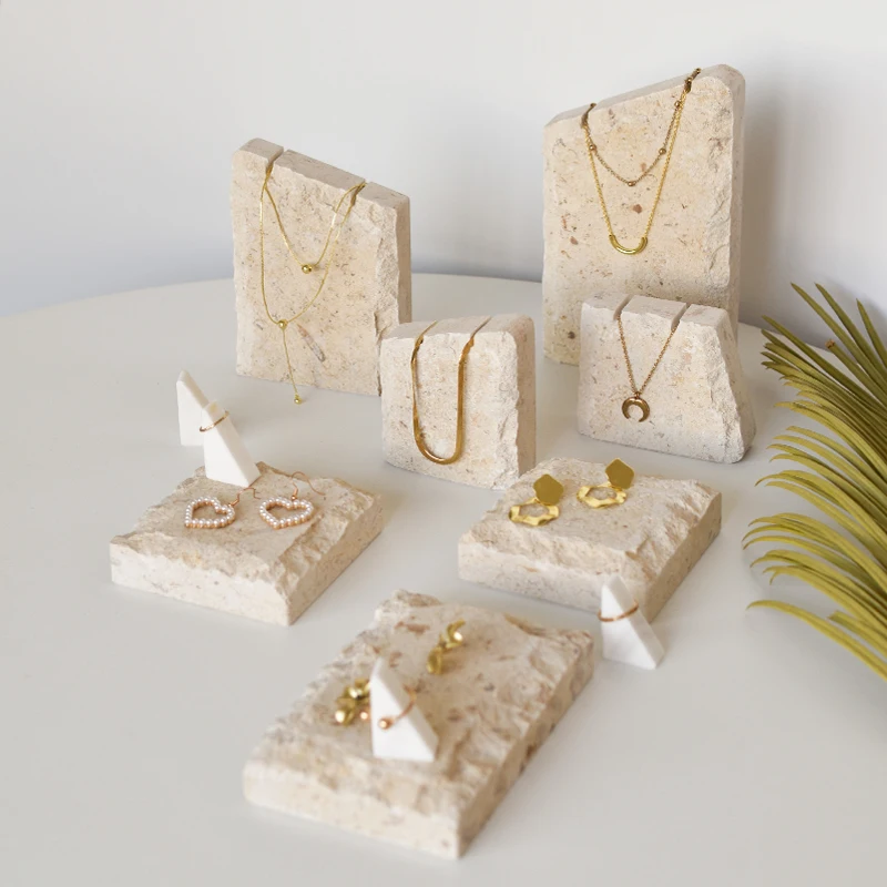 Marble necklace earrings Jewelry jewelry ring display stand Home table jewelry display live shooting window display props