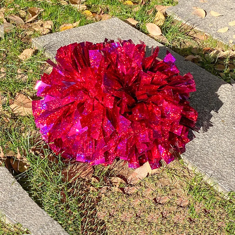 wholesale custom 4 6 inch cheer glitter pom holographic mix metallic solid color cheerleading pom poms