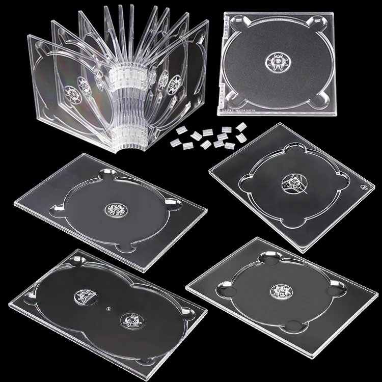 YUZMEI Plastic Slim Single Disc PP Poly Cases CD DVD Disc Clam Shell Case Jewel Case CD Digi Trays CD/DVD Sleeves Hub Center