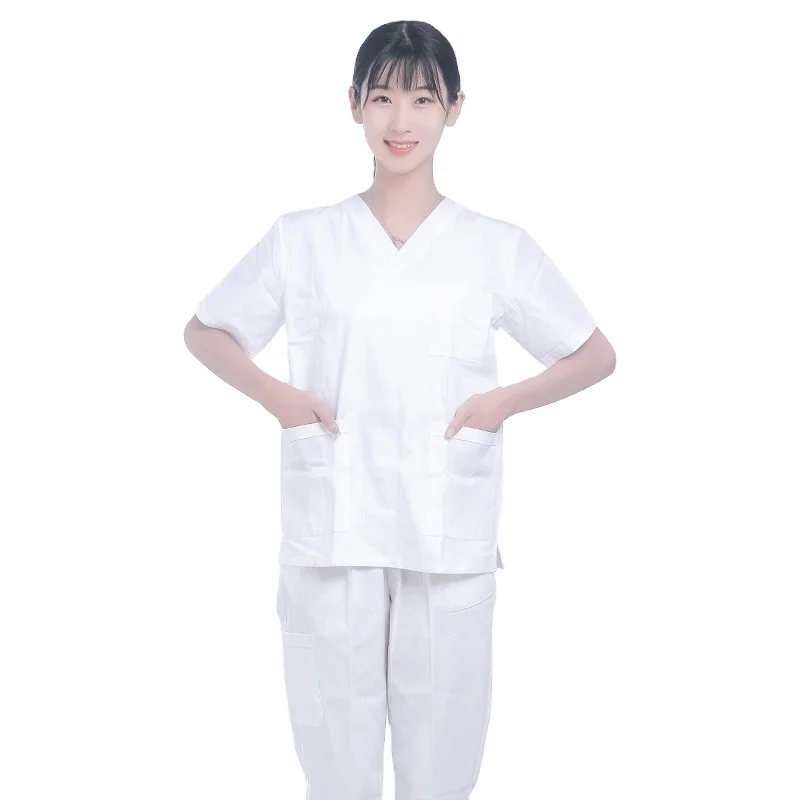 100% cotton white modern medical uniforms hospital women nurse doctor nursing scrubs sets clinic uniform