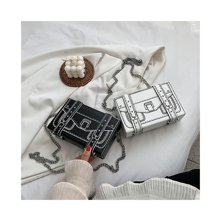 Luxury Graffiti Crossbody Bags Women Chain phone Bag Purse Female Line drawing Square Box Handbag Creative Hasp Tote Bolsa Mujer