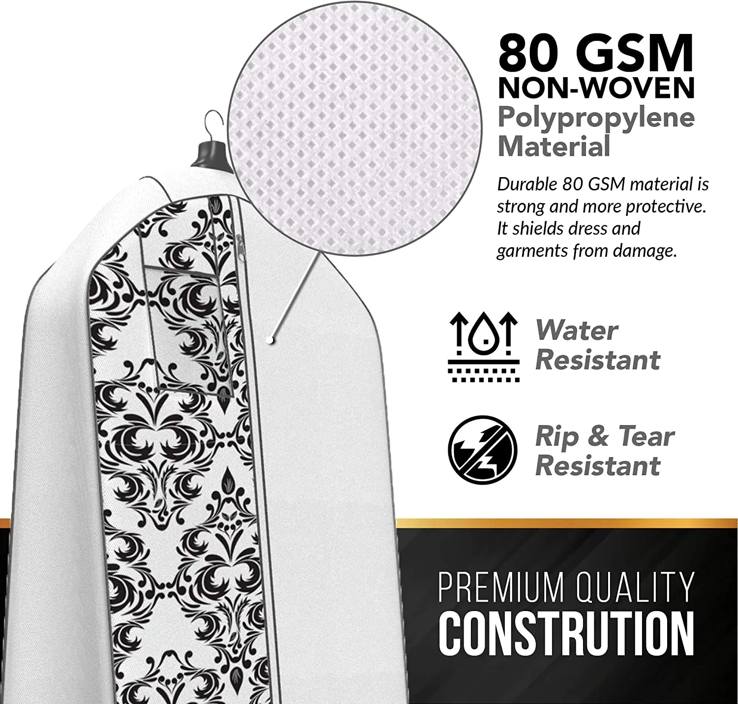 Wholesale Custom Wedding Dress Gown Dust proof Bag Non-Woven Garment Bag