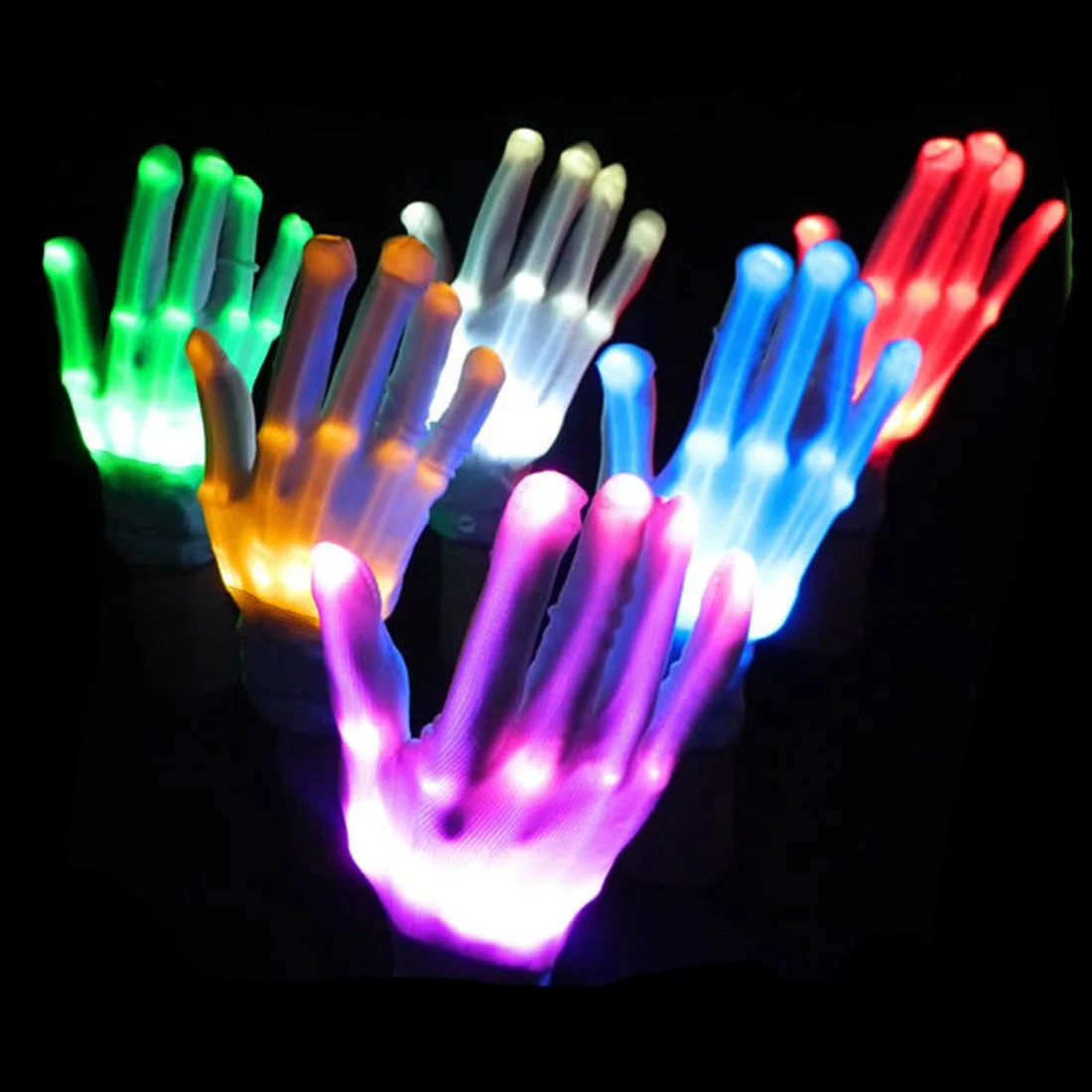Popular LED flashing glow gloves Rave Party led lighting gloves holiday party props led flashlight gloves