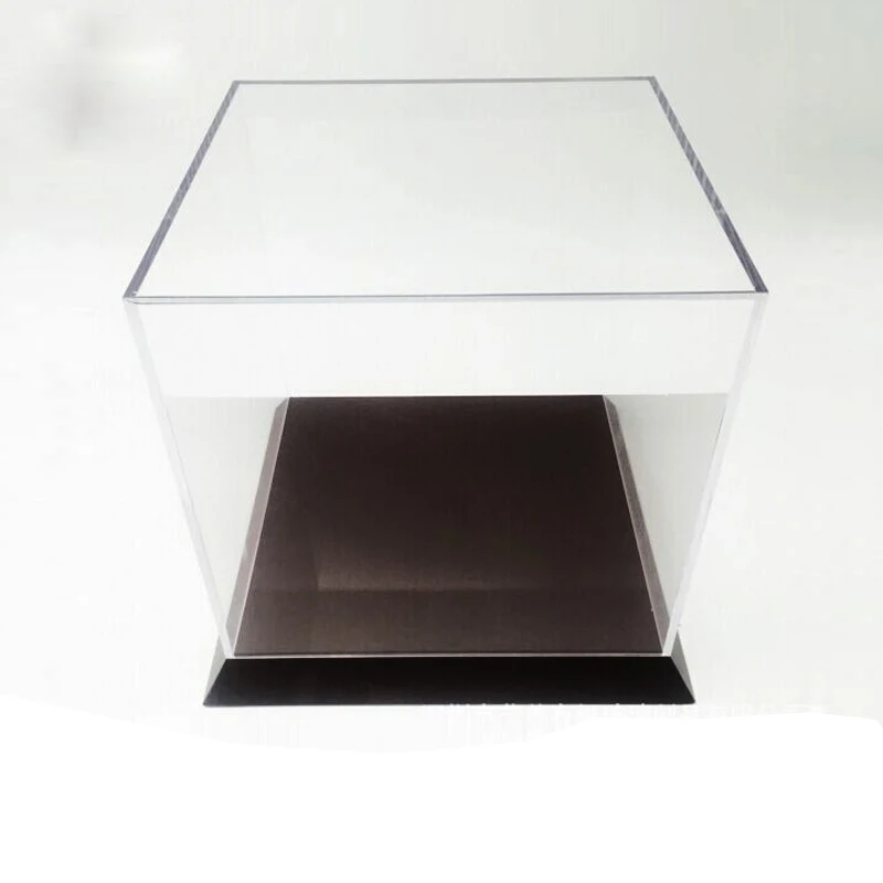 Factory custom new gift clear cover black base pmma plexiglass acrylic toy display box case with lid acrylic cube display box
