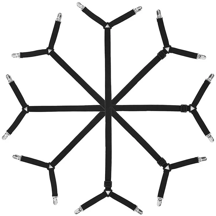 Factory Wholesale 6 Triangle Adjustable Anti Wrinkle Elastic Bed Sheet Fasteners Grippers Clips Set