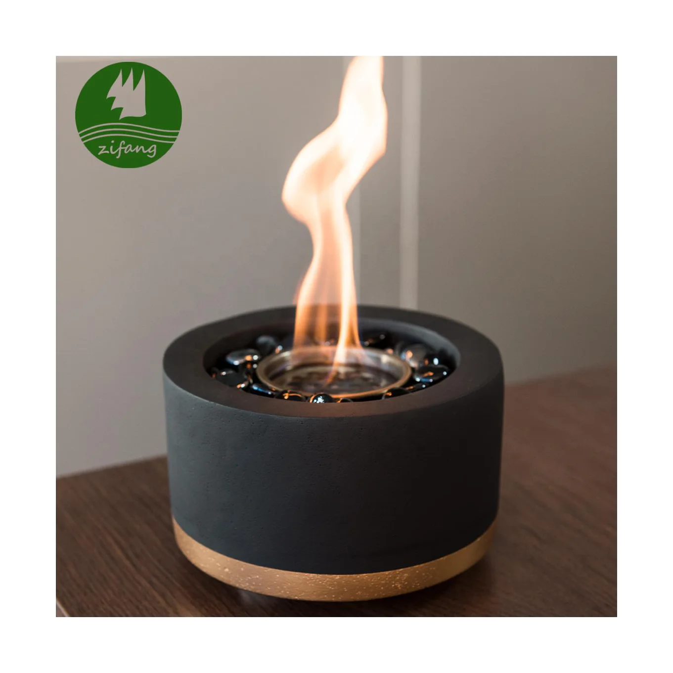 Настольная декоративная портативная бетонная круглая чаша для огня, стол, биоэтанол, Настольный портативный камин