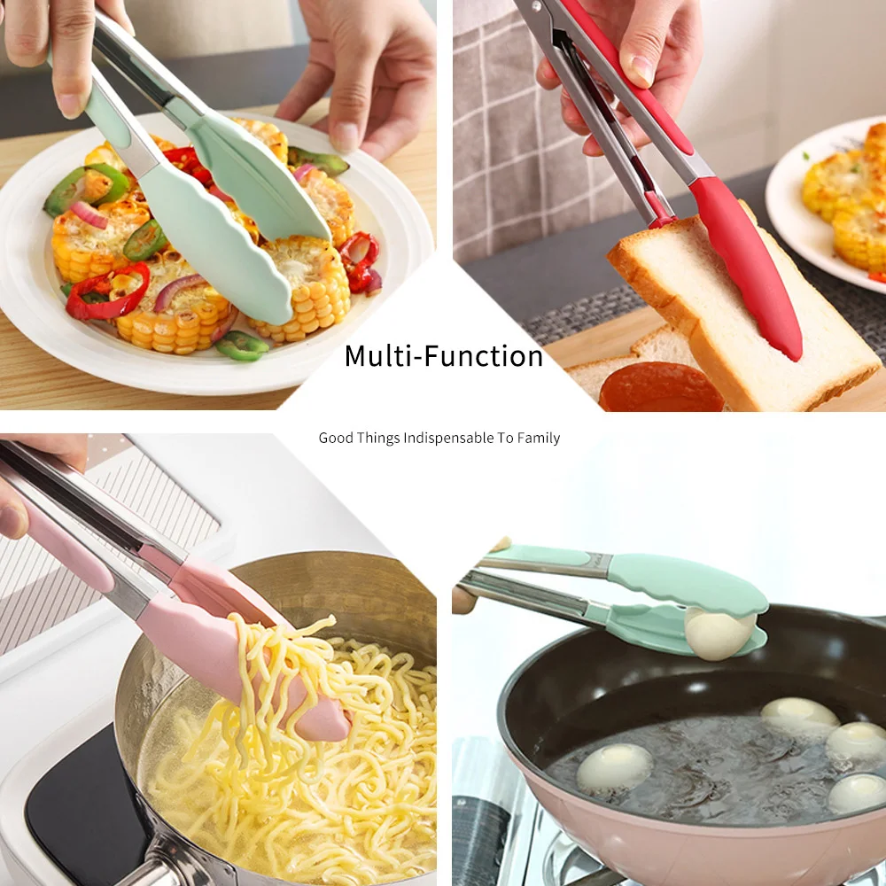 Heat Resistant Salad Tongs Silicone Food Tongs for BBQ, Cooking, Serving