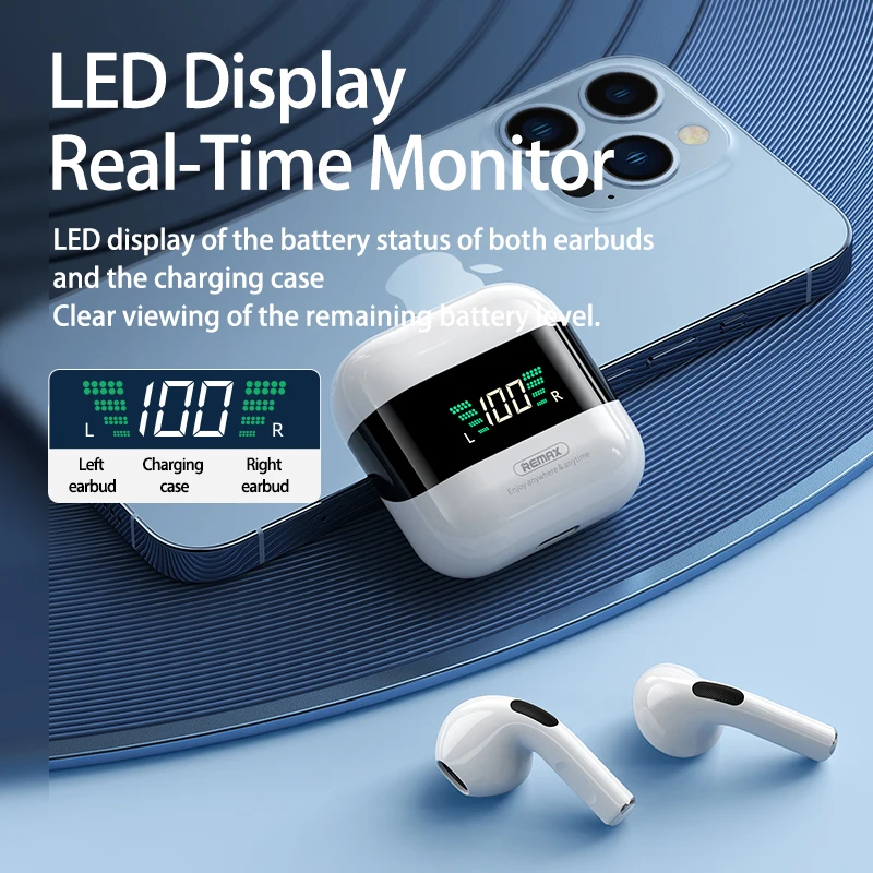 Remax TWS-10i плюс цифровой дисплей наушники Bluetooth беспроводные наушники-вкладыши Tws с мобильные телефоны I12 для