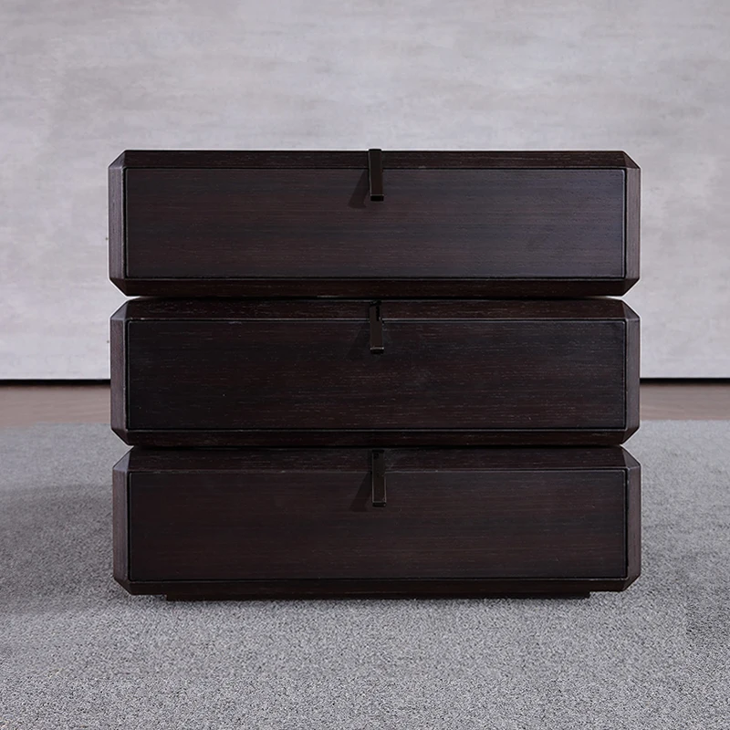 Modern wooden black white nightstand bedside table for bedroom