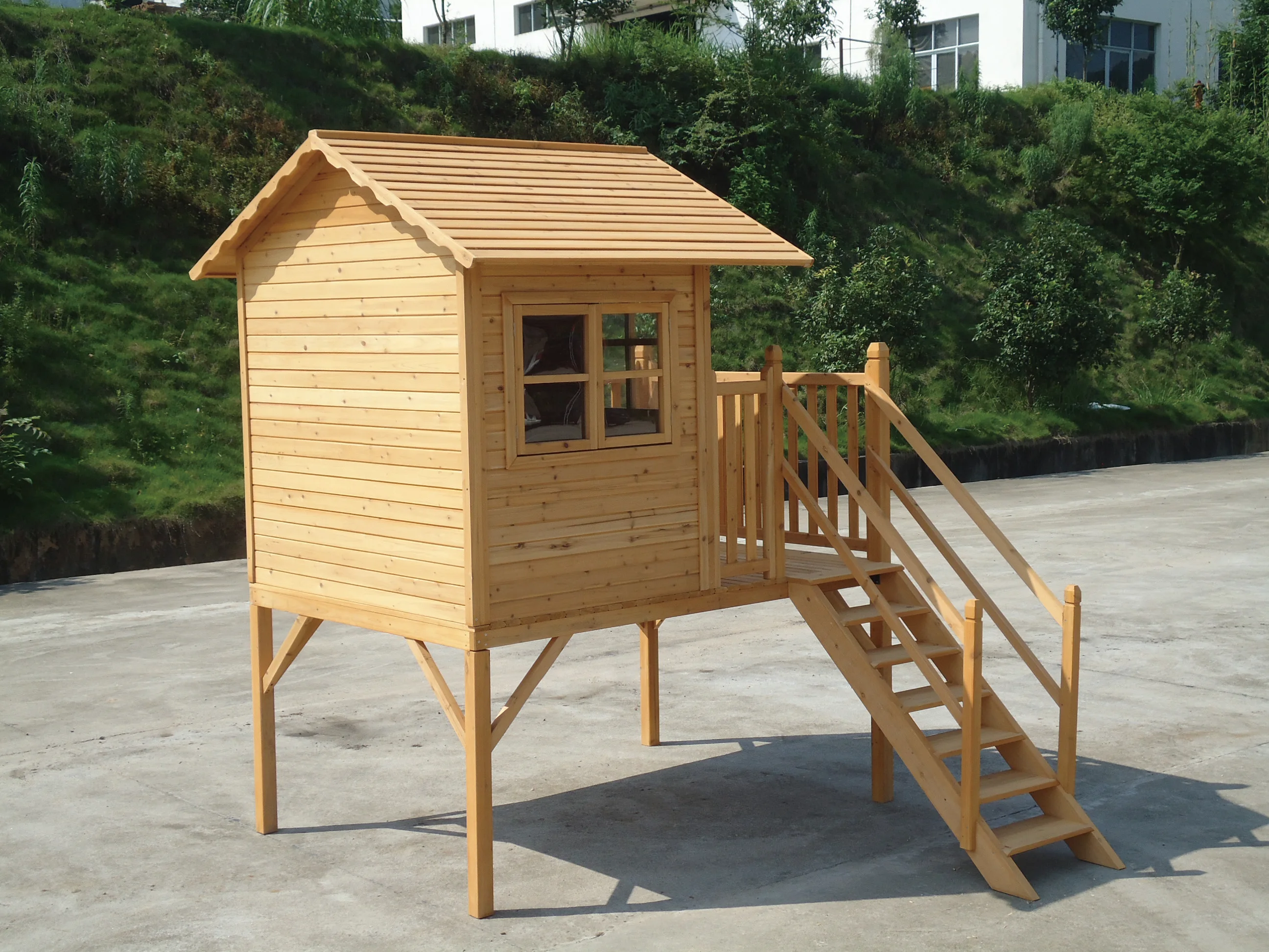 Factory Great hot sale Wooden Toys Children House Shape Sorter Activity outdoor Cubby big Playhouse with stairs