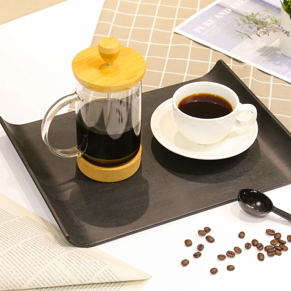 Durable Stainless Steel Heat Resistant New Style French press Bamboo Lid and Bottom Glass Coffee & Tea Pot