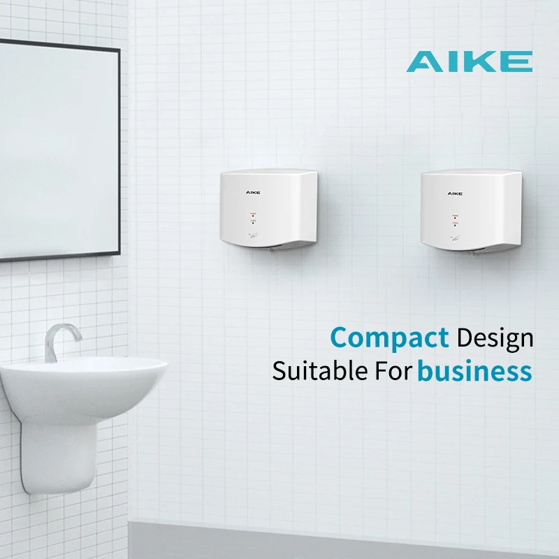 Aike wall mount automatic high speed mini black ABS hand dryer AK2630S commercial easy install hand dryers