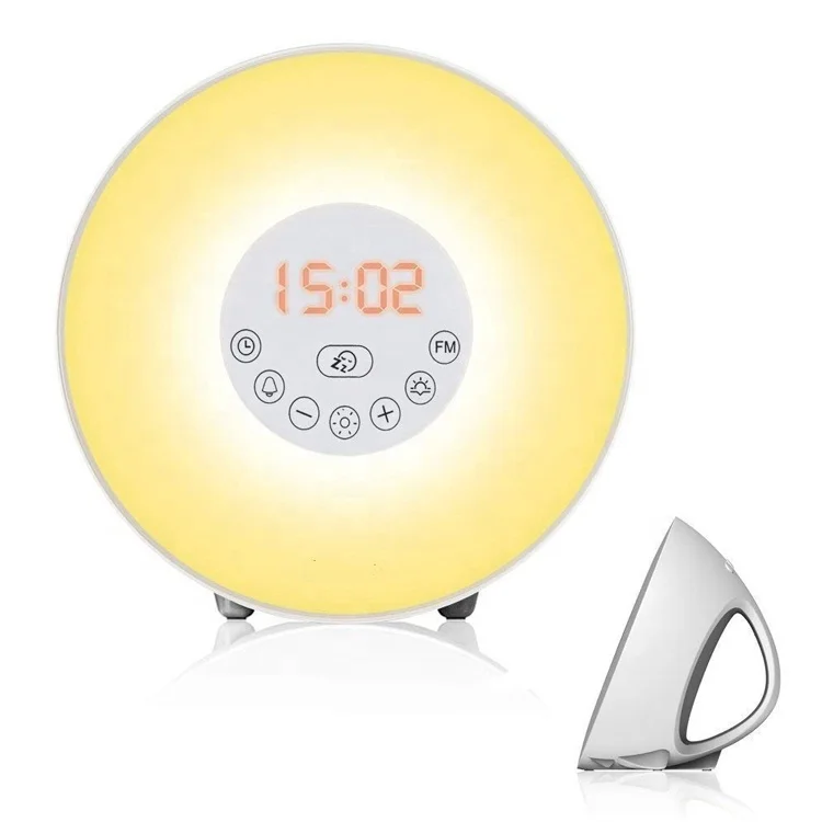 Wake Up Light Sunrise Alarm Clock with FM Radio Night Light Sunrise Sunset Bedroom LED Digital Alarm Clock