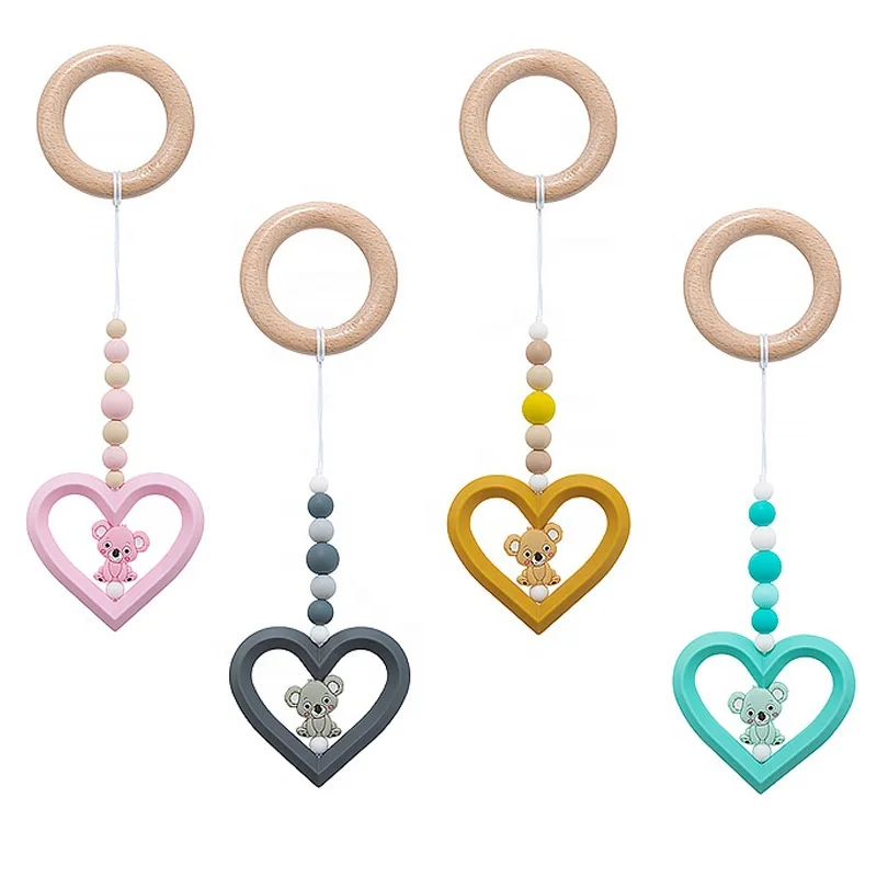 High Quality Food Grade Baby Pendants DIY Teething Toys Teeth Tiny Rod Heart Silicone Teethers for Babies