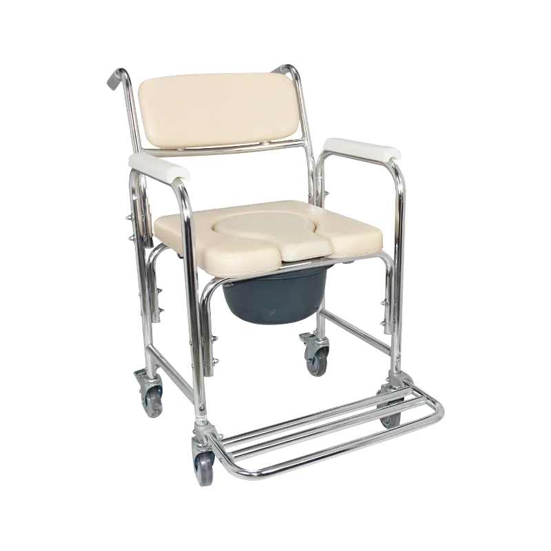Multifunctional Padded aluminum transfer medical chair bath with wheels shower commode chair