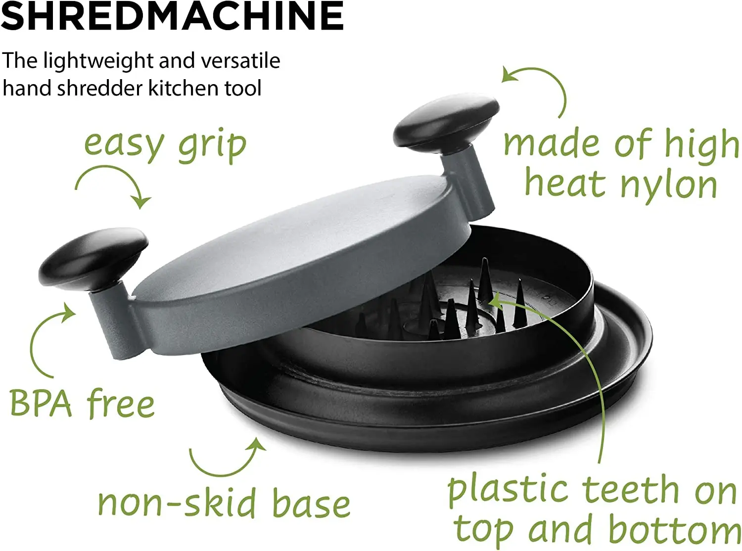 Amazon Горячая продажа кухонные куриное мясо измельчитель инструмент с ручками и Нескользящие база для карнитас красного мяса говядины курицы