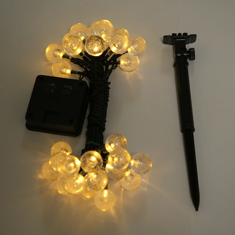 Outdoor Waterproof 48ft Crystal Globe Lights 8 Lighting Modes Holiday Party Garden Yard Decoration 30 LED Solar String Lights