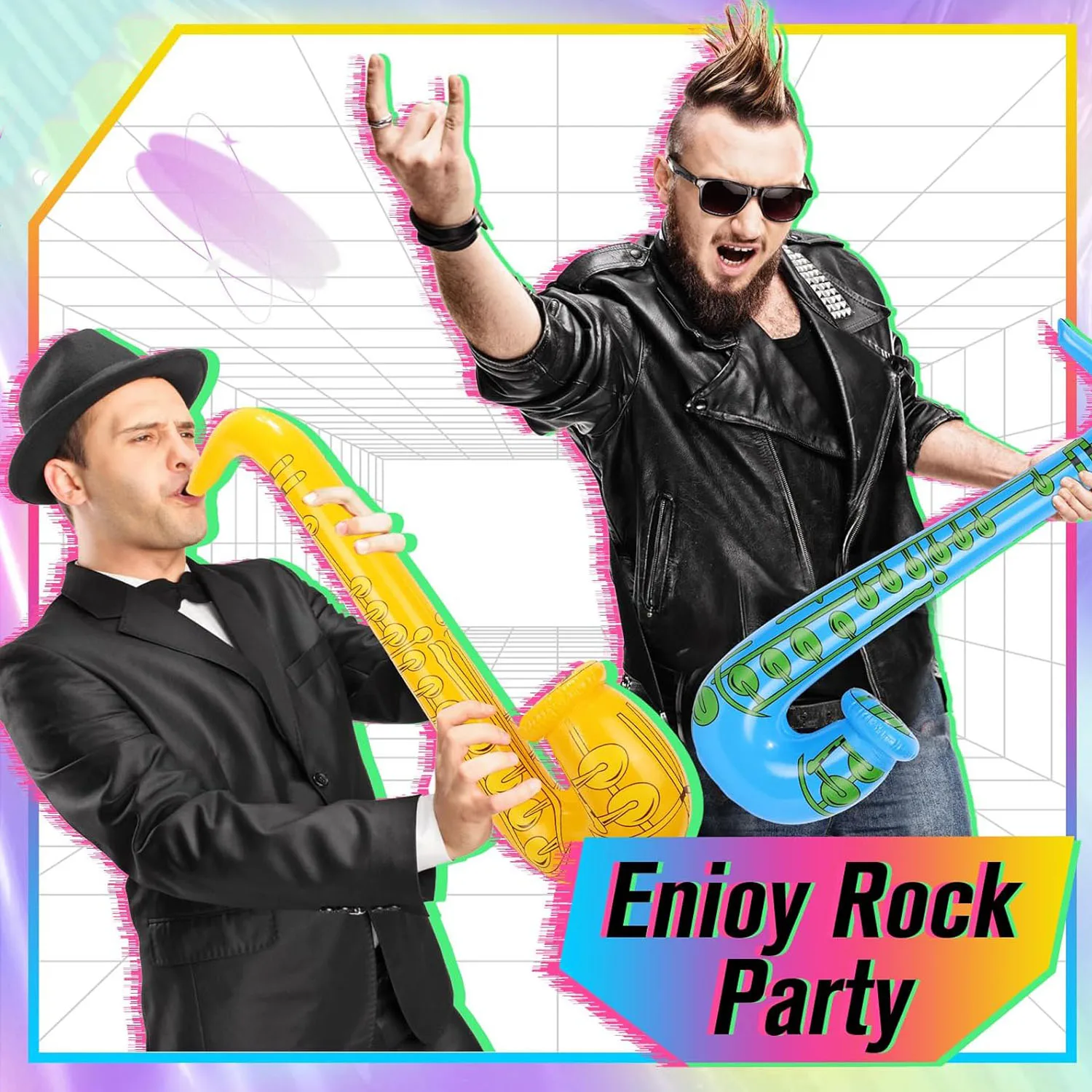 Inflatable Saxophone Inflatable Instruments Toy for Boys and Girls Party Decorations Birthday Party Favors