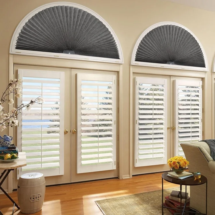 No Tools Non-Woven Cordless Blackout Temporary Window Blinds Shade Original Arched Curtains Light Filtering Pleated Fabric Shade