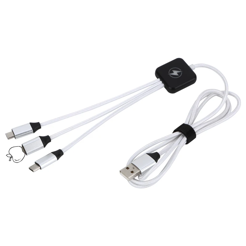 Promotion Gift Type-C Charger Cable Mobile Phone Accessories Lighting LED Logo 3 in 1 Charging Cable for Iphone