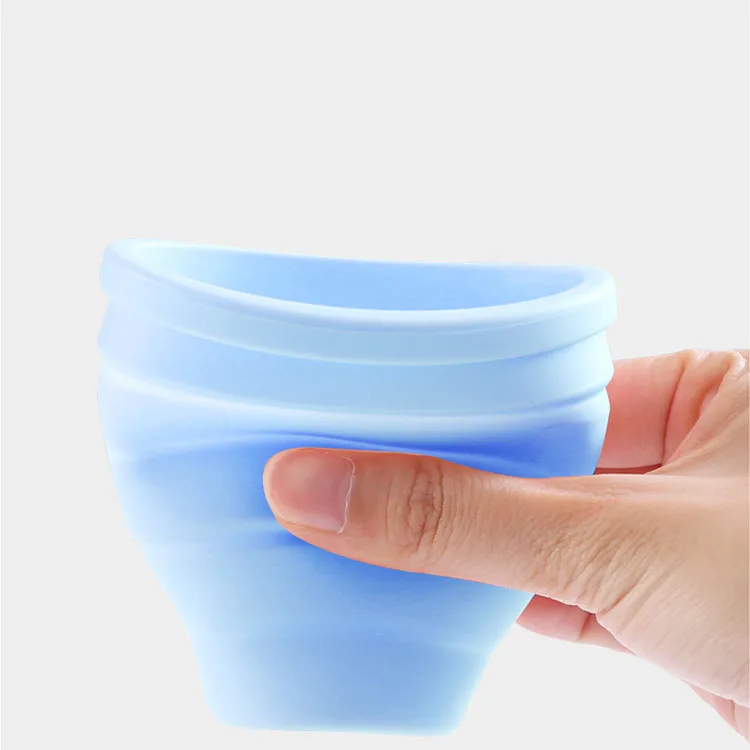 Portable OEM Custom Logo Reusable Collapsible Travel Coffee Mug Silicone Foldable Coffee Mug Cup With Lid