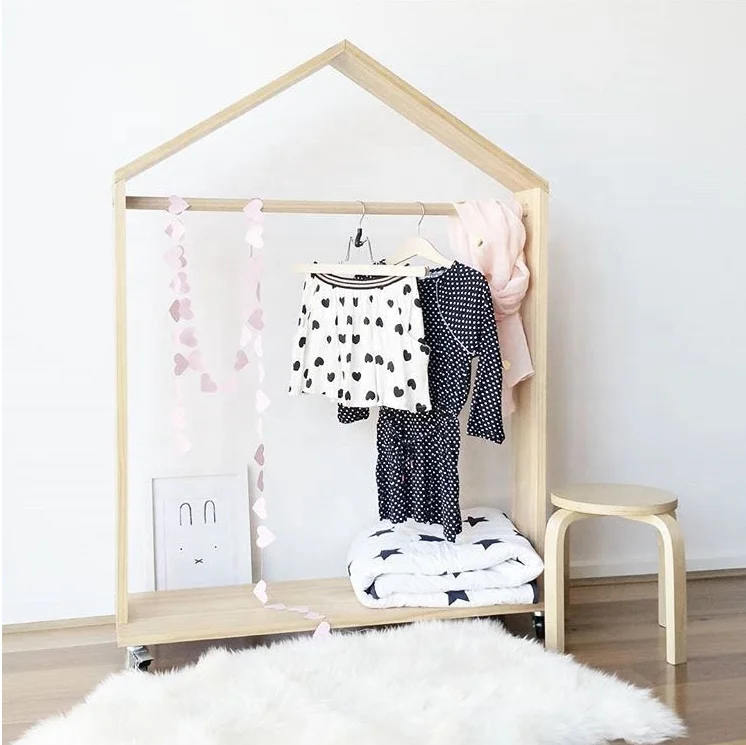 Children wood coat rack Clothing store window display stand Solid wood