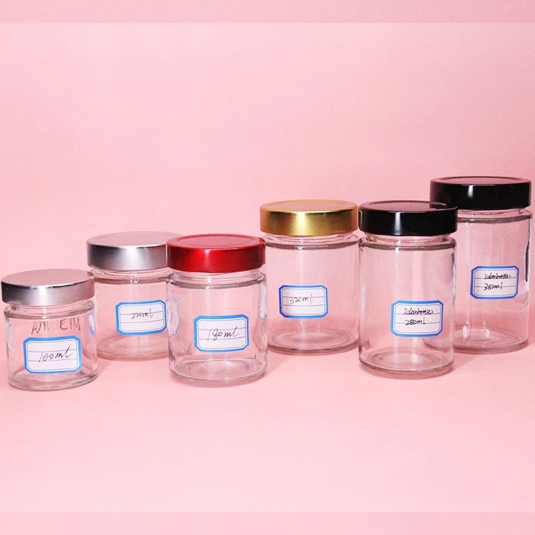 Round Transparent 314ml 380ml 750ml Glass Jars For Honey