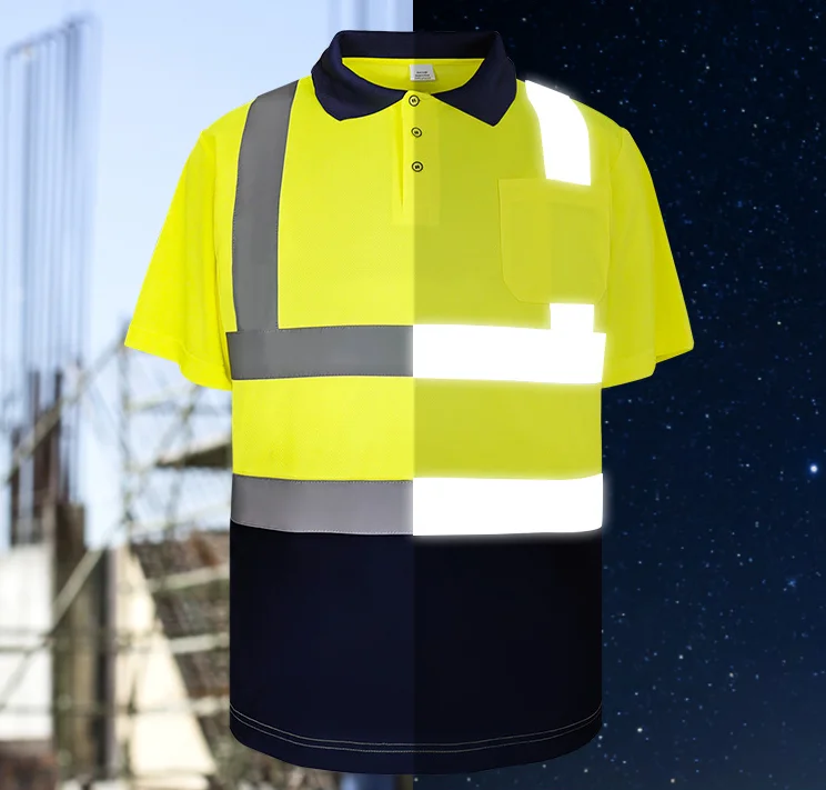 WEJUMP Hi Vis Polo T-shirt safety Workwear short sleeve polo t-shirt t shirt Safety Security Work Construction
