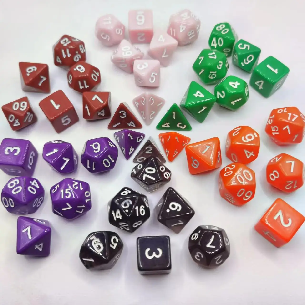 Wholesale custom dice set good quality marbled DND dice set dice for game