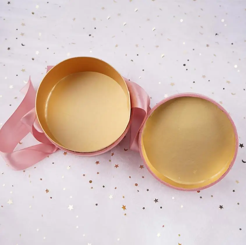 
Custom round/tube velvet cover paper wedding gift boxes with nice ribbon 