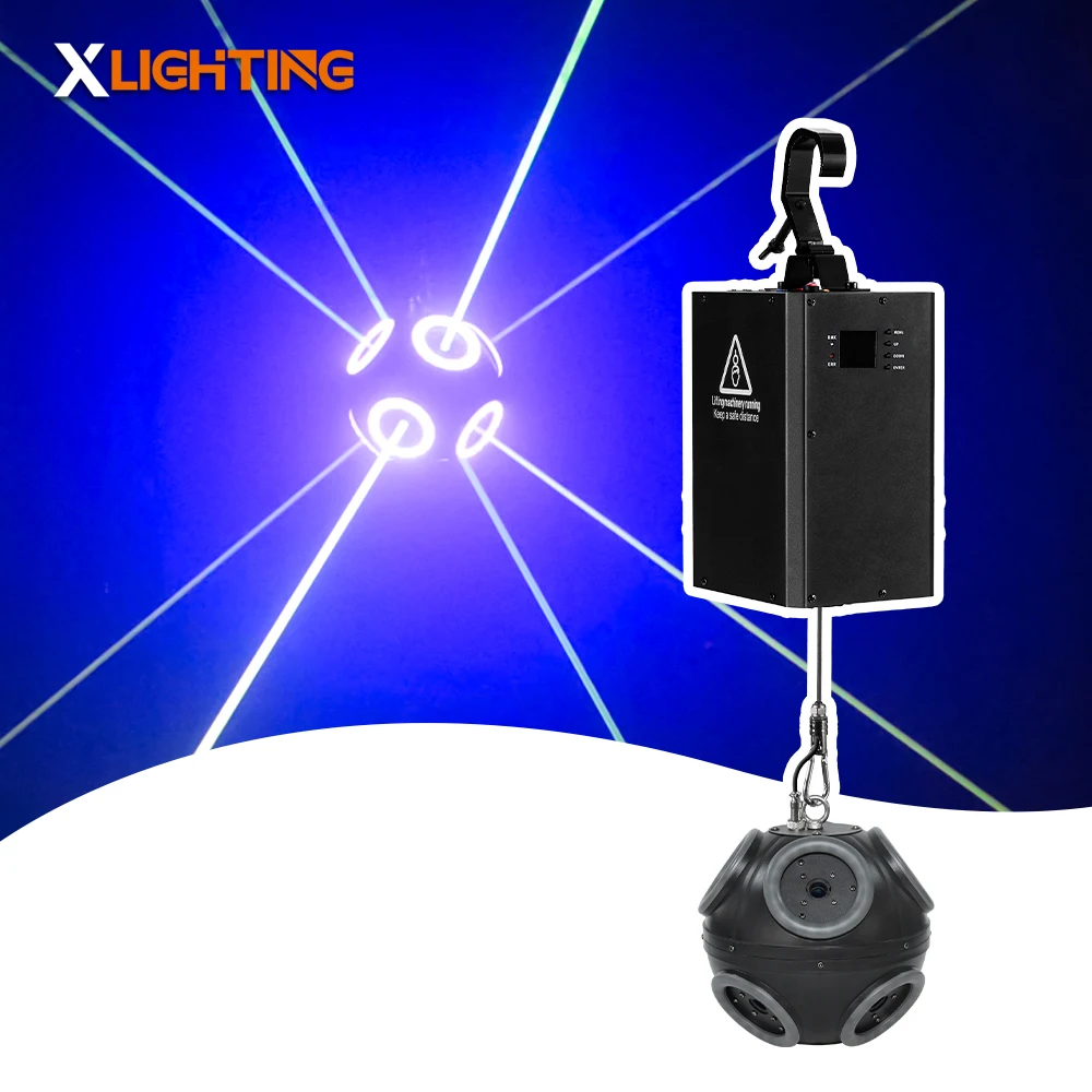 Kinetic Football Lights With RGB LED Laser DMX Winch Lifting System Aluminum Body Ball Disco DJ Club KTV Party Stage Lighting
