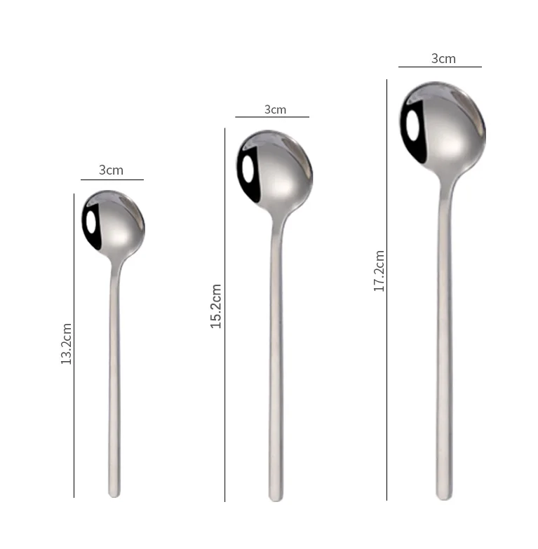 Popular 13cm 15cm 17cm Polished Stainless Steel Coffee Spoon Mini Small Long Handled Metal Dessert Tea Spoon
