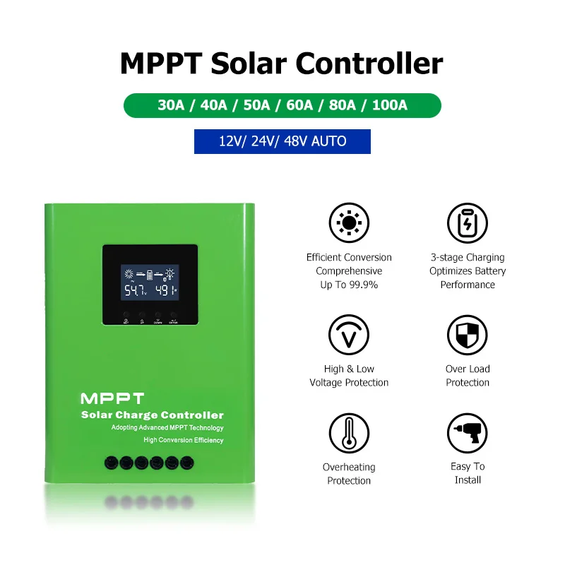 Guvenlik 12V 24V 36V 48V auto setting 90V PV Rated Voltage 30A mppt wind and solar hybrid charge controller
