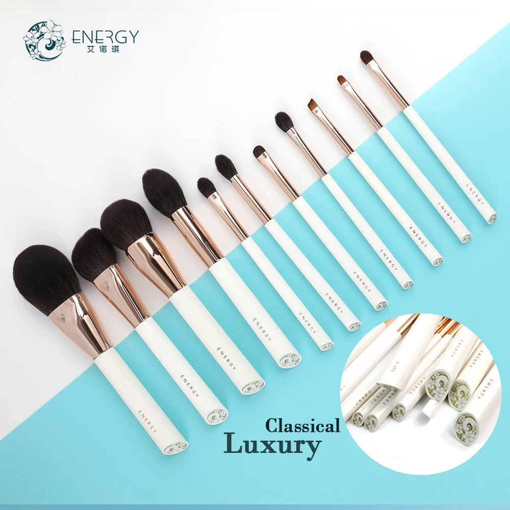 ENERGY Fashionable design luxury pro high quality 11pcs natural hair white ever beauty makeup brush set