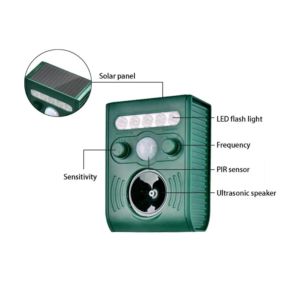 
GH-191B Outdoor solar powered sonic ultrasonic animal repeller cat repellent 