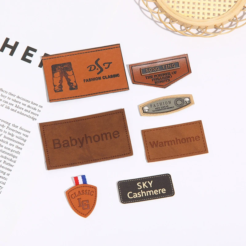 1000PCS/BAG Fashion Custom Brand Name Logo Embossed PU Faux Leather Labels and Patches for Jeans With Embossed Logo For Jackets