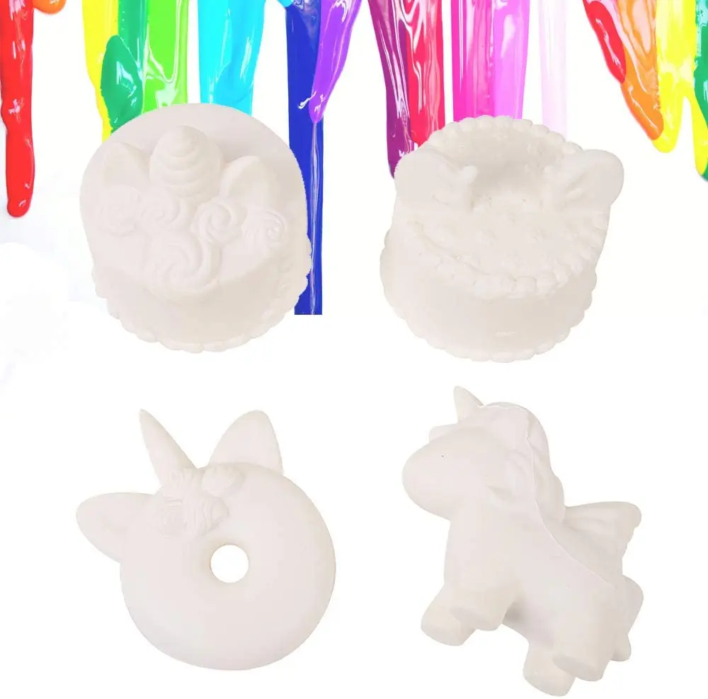 DIY живопись сжималки Единорог олень торт пончик кавайные медленно восстанавливающие форму сжимаемые игрушки для детей