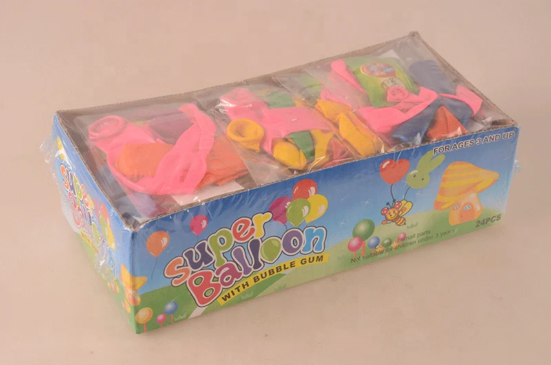 Funny balloon with bubble gum