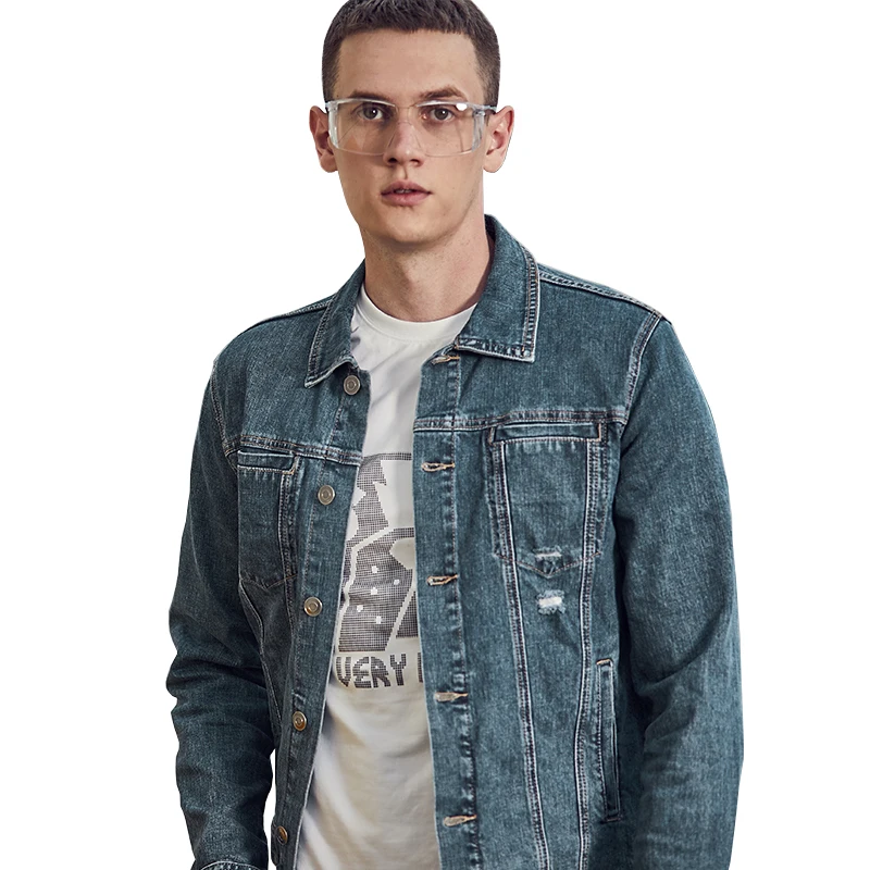OEM Cotton Stylish Denim Wholesale Waterproof Long Sleeves Jackets Boyfriend Denim Jacket For Men