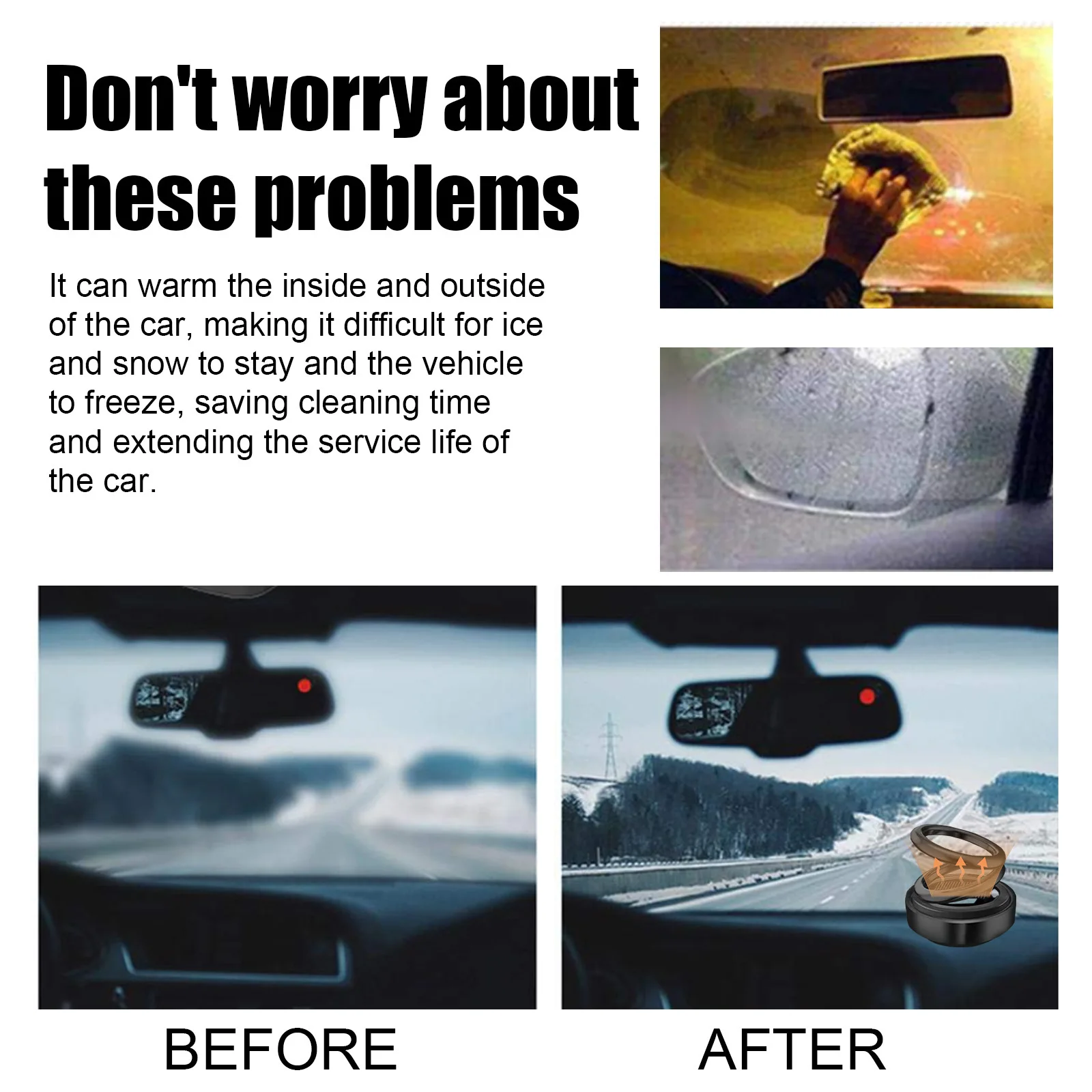 Wholesale Rayhong Mini Portable Kinetic Heater Solar Powered  Vehicle Heating Instrument Car Anti-Fog Interior Product