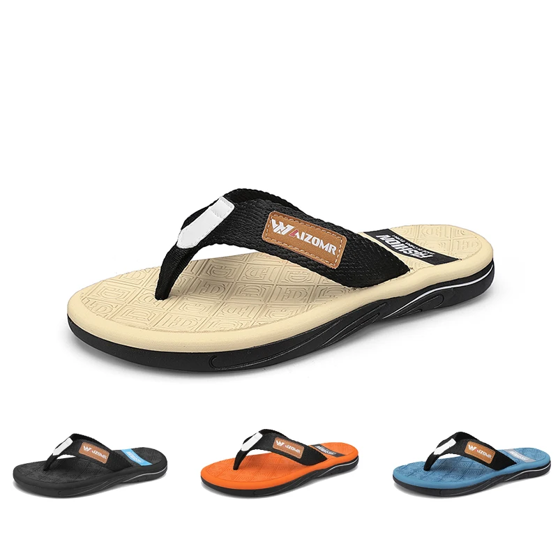 Sandals Men Summer Slippers 2020 Fashion Peep Toe PU Flip Flops Shoes Male Outdoor Non-slip Flat Beach Slides