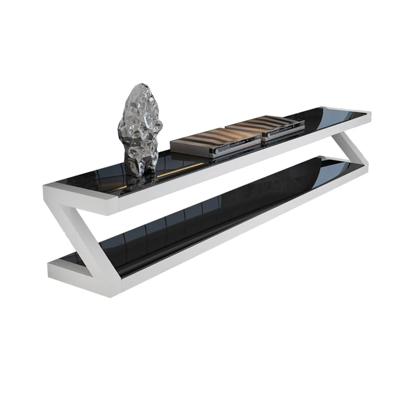 
High quality professional minimalist design steel frame glass TV cabinet 