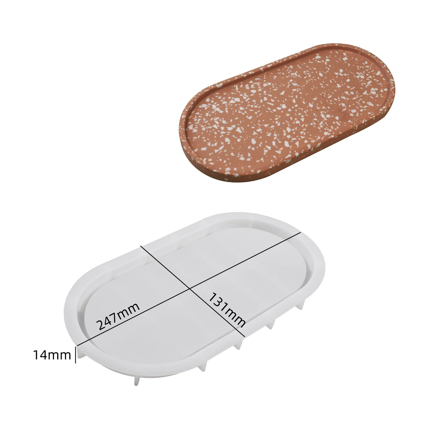 M4326 Large Oval Tray Silicone Mold Cement Candle Holder Tray Mold