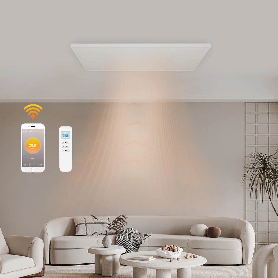 Indoor Ceiling Mounted Infrared Panel Heater with Wifi Thermostat