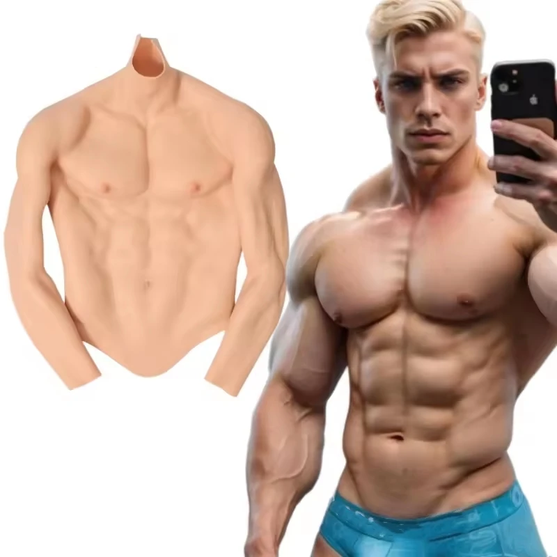 2024 Upgraded Silicone Artificial Abdominal Muscles Vest Suit Strong Silicone Arm and Chest Rubber Muscle Suit for Masquerade