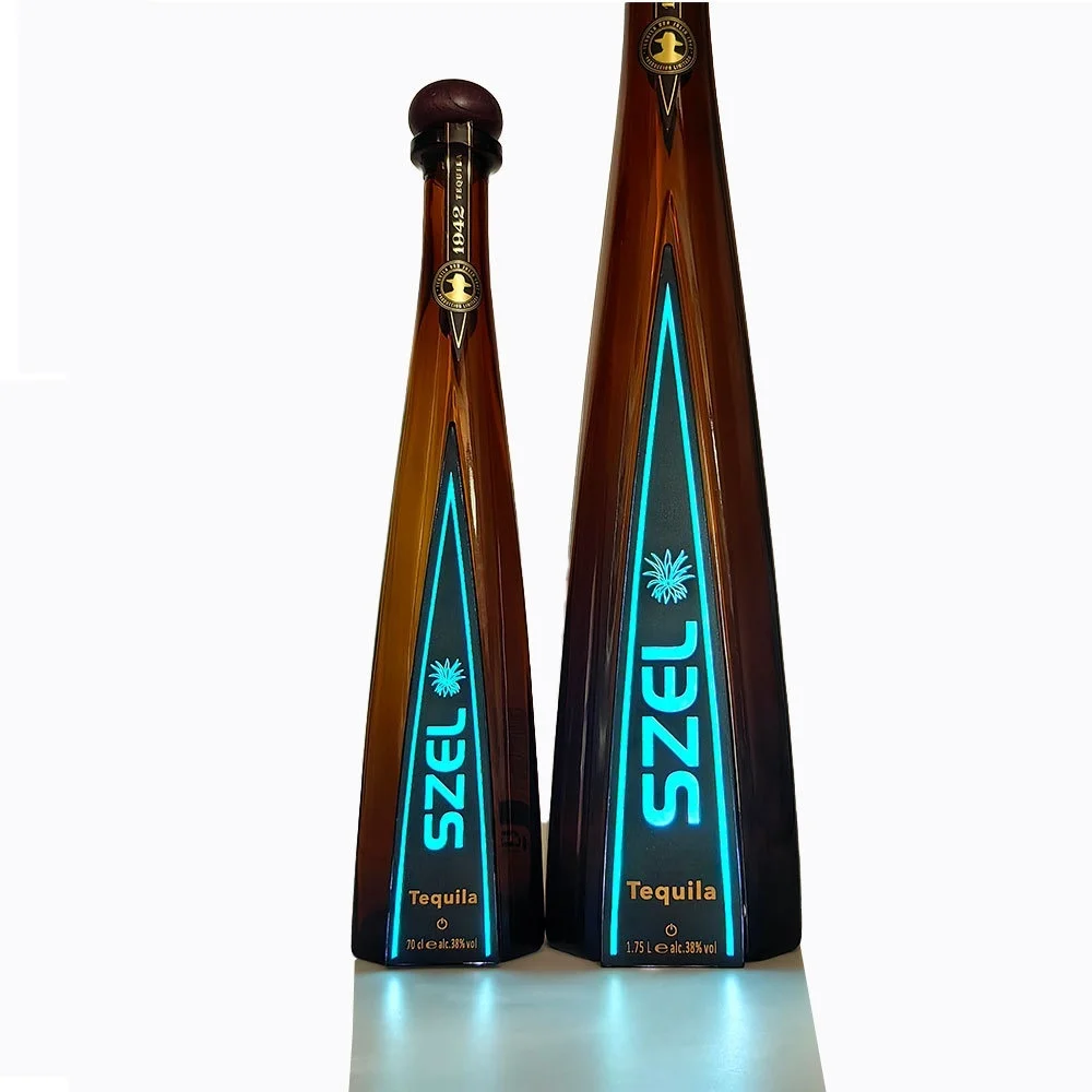 Factory OEM Brand Led Luminous Wine Sticker 1942 EL Bottle Label With Customized LOGO