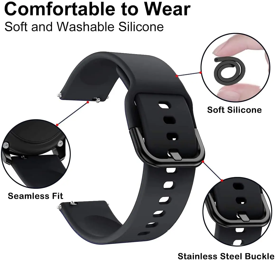 20mm/22mm Silicone Strap For Amazfit GTS/2/2e/GTS2 Mini/GTR 3/Pro/47mm/GTR2/2e/Stratos 2/3 Sport Watch Bracelet Amazfit Bip Band