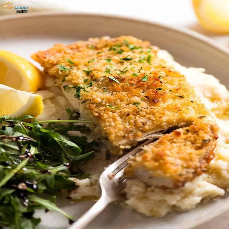 Shandong Ocean Village Food 2022 Cheap Price Raw Panko Coated Pollock Fillets Crumbed Whiting Fillets For Breakfast